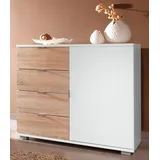 Priess Sideboard 82 x 71 x 38 cm Weiß / Eiche
