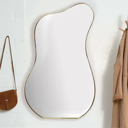 Design Wandspiegel organische Form 100 cm moderner Spiegel asymmetrisch gold