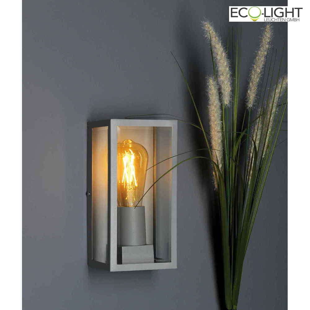 Luce Design Wandleuchte MONDRIAN, Laternenstil, mit Glasdiffusor, exkl. 1xE27, max. 60W, IP44, Metall, silber ECO-I-MONDRIAN-AP-SIL