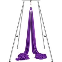 VEVOR Aerial Yoga Hängematte mit Yogarahmen 12 x 2,6 m, Lila Yoga Swing Air Fliegen, Yoga-Schaukel Hammock Swing 250 kg Max. Tragfähigkeit, inkl. Yoga-Socken & Fußpolster, Anti-Gravity-Übungen