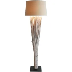SalesFever Stehleuchte Treibholz 175cm, Schirm Leinen, Gestell Treibholz & Metallrohr, Standfuß Heveaholz, B30xT30xH175cm