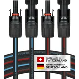 VESVITO Solarkabel 2 x 20m 6mm2 mit Solarstecker (1-30m 4mm2/6mm2) Stecker beidseitig montiert, Solarleitung Verlängerungskabel für PV Photovoltaik Solaranlage Solarpanel Solar Kabel Verlängerung