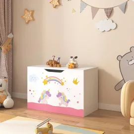 [en.casa] Spielzeugkiste Oleiros 40 x 60 x 30 cm 1-tlg. Weiß/Lila/Rosa