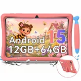 KOBONA-Tabwee K10 Kids 10.1" Rosa Tablet, Google Kids Space, 4+64GB ROM, Android 15 WiFi Tablet für Kind mit Kindgerechte Hülle und Stift, 5000mAh - Rosa