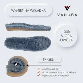 Vanuba Karayaka Damen Hausschuhe, Naturleder, 100% Schafwolle, Warme und Bequeme Hausschuhe,Leder Harz Grau/ Grau,41 EU - 41