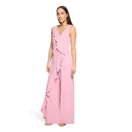Vera Mont Overall "Damen mit Volant", Damen, Gr. 36, Normalgrößen, rosa (peony blush), Crêpe, Obermaterial: 95% Polyester, 5% Elasthan. Futter: 100% Polyester, figurbetont, V-Ausschnitt, Overalls Overall