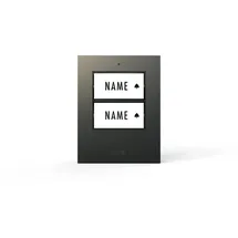 m-e Klingeltaster KTF-2 A für 2-Familienhaus | Namensschilder mit Beleuchtungsautomatik | Hochwertiges Kunststoffgehäuse in anthrazit | Haustürklingel Klingelschild Klingelplatte Aufputz