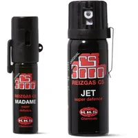 2 Stück CS 3000 Tränengasspray Madame 18 ml + Jet 50 ml CS KO Spray mit seitlichem Clip zur Abwehr gegen Personen Verteidigungsspray mit BKA Zulassung