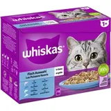 Whiskas 1+ Fischauswahl in Gelee 12 x 85 Gramm Multipack Katzennassfutter