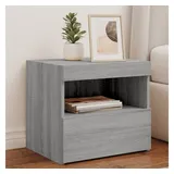 vidaXL Nachttisch mit LED-Leuchten Grau Sonoma 50x40x45 cm
