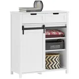 SoBuy Küchenschrank Sideboard mit Schiebetür Buffet Kommode Weiß FSB74-K-W