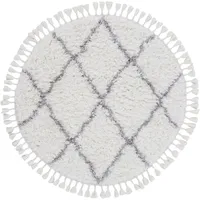 carpetfine Hochflor-Teppich CARPETFINE "Eddy", weiß, H:30mm Ø:250cm, Polyester, Teppiche, Fransenteppich, Shaggy Langflor mit Fransen, starke Größenauswahl, Wohnzimmer