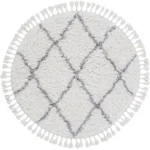carpetfine Hochflor-Teppich CARPETFINE "Eddy", weiß, H:30mm Ø:250cm, Polyester, Teppiche, Fransenteppich, Shaggy Langflor mit Fransen, starke Größenauswahl, Wohnzimmer