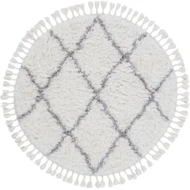 carpetfine Hochflor-Teppich CARPETFINE "Eddy", weiß, H:30mm Ø:250cm, Polyester, Teppiche, Fransenteppich, Shaggy Langflor mit Fransen, starke Größenauswahl, Wohnzimmer