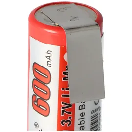 AccuCell IMR 14430 600mAh 3,6V - 3,7V Li-Ion-Akku mit Lötfahne U-Form, Abmessungen 42,63x14,4mm