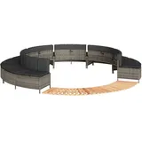 Whirlpool-Umrandung Grau Poly Rattan und Massivholz Akazie - Poolzubehör modernem Design 64339151