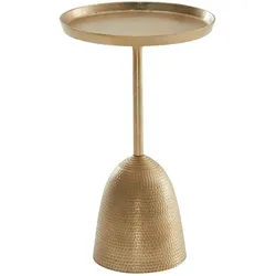 Kadima Design Runder Beistelltisch in Mattgold, lackiertes Aluminium. 33x33x53 cm