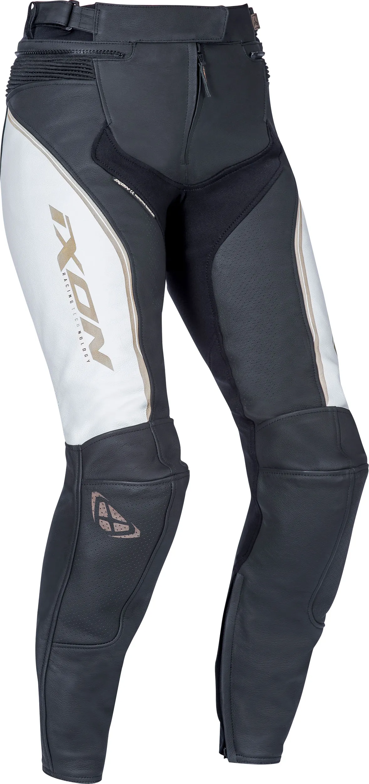 Ixon Trinity, Jeans/Pantalons cuir - Noir/Blanc/Or - 46