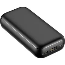 VEGER Powerbank 10 000mAh LCD Quick Charge PD 20W USB-A-, USB-C- und Micro-USB-Ladeanschluss schwarz
