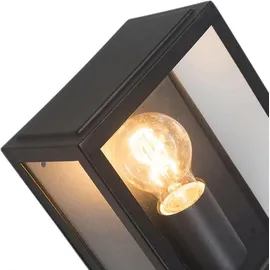 QAZQA Außenwandleuchte Edelstahl/Glas IP44 spritzwassergeschützt E27 schwarz