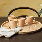 KARACA Pisa Steinzeug Espresso Türkische Kaffeetasse 4er-Set, Espressotasse und Untertasse, Türkische Kaffeetasse, 4-teilig, 120 ml, Braun