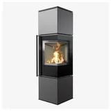 Kratki Kaminofen aus Stahl REN/M rechts Ø 150 7 kW - Schwarz