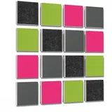 platino24 Akustikplatte 16 Elemente 3D-Set Colore Quadrat 27,5 x 27,5 cm Multicolore rosa