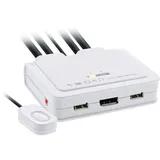 InLine KVM Switch, 2-fach, USB-C zu DisplayPort 1.2, 4K, Audio, integr. Kabel