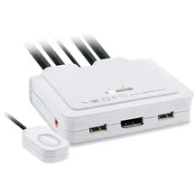 InLine KVM Switch, 2-fach, USB-C zu DisplayPort 1.2, 4K, Audio, integr. Kabel
