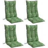 vidaXL Hochlehner Auflagen 4 STK., Hochlehner Auflage mit PP-Hohlfasern, Stuhlauflage mit Gummibänder Bindebänder, Sitzkissen, Blattmuster Oxford-Gewebe