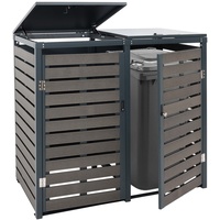 2er Mülltonnenverkleidung MCW-K14, Mülltonnenbox Mülltonnenabdeckung, 119x134x84cm WPC Metall 78kg ~ anthrazit