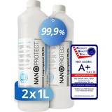 Nanoprotect Isopropanol 99,9% | 2 x 1 Liter Reiniger | Hochprozentiger Isopropylalkohol | IPA Reinigungsalkohol für Haushalt und Elektronik