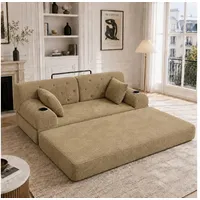 STILVORA Schlafsofa 2-Sitzer-Sofa mit 2 Getränkehaltern Relaxsofa aus Cord, weinrot