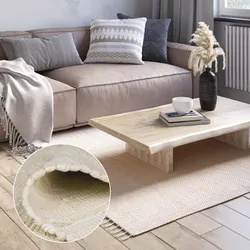 Myflair Möbel & Accessoires Teppich »Dalia«, rechteckig, 10 mm Höhe, Handweb Teppich, Uni Farben, 90% Baumwolle, handgewebt, Wohnzimmer Myflair Möbel & Accessoires beige B: 140 cm   1 St.