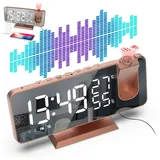 REDOM Projektionswecker Digitalwecker Projektionsuhr Spiegelwecker Wecker mit LED Display mit Akku Klare Projektion Zwei Alarme LED-Display mit Sensor rosa