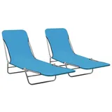 furnicato Klappbare Sonnenliegen 2 Stk. Stahl und Stoff Blau,
