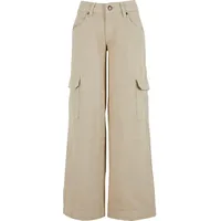 URBAN CLASSICS Ladies Low Waist Cargo Denim in Beige, Größe 33