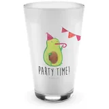 Mr. & Mrs. Panda Glas Avocado Party Zeit - Transparent - Geschenk, Latte Macchiato, Abifeie, Premium Glas, Herzliche Motive