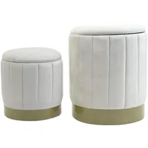 Rebecca Mobili Pouf mit Deckel Polyester 35,5 x 44 x 35,5 cm Weiß