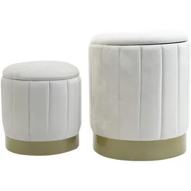 Rebecca Mobili Pouf mit Deckel Polyester 35,5 x 44 x 35,5 cm Weiß