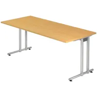 Bümö Schreibtisch Serie-N - Nachbildung: Buche, Holzwerkstoff, Nachbildung,Buche, Rechteckig,