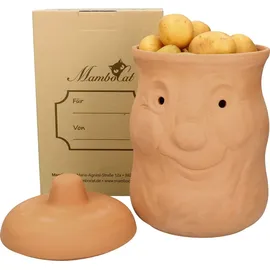Mambocat Kartoffeltopf Karl Terrakotta Vorratsdose mit Deckel, Aufbewahrung von ca. 1,5kg Kartoffeln - Orange