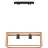 Paco Home Pendelleuchte "BJÖRN", schwarz, H: 19cm, Leuchten, LED Pendellampe Wohnzimmer Esszimmer Modern Holz E27 Pendelleuchte