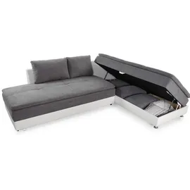 luma-home Ecksofa-Dauerschläfer, Weiß, Hellgrau, & Couches, Wohnlandschaften, Ecksofas