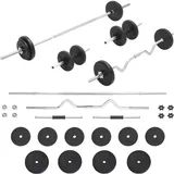 vidaXL Hantel-Set Langhantel- und Kurzhantel-Set 30 kg schwarz