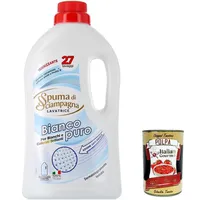 6x Spuma di Sciampagna Detersivo Lavatrice Bianco Puro, Flüssigwaschmittel Desinfizierendes Flüssigwaschmittel, 27 Wäschen,1215ml + Italian Gourmet polpa 400g