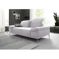2-Sitzer HOME AFFAIRE "Caluna", silber, B:202cm H:97cm T:111cm, Luxus-Microfaser Vintageoptik (100% Polyester);Flachgewebe (100% Polyester);Luxus-Mikrofaser (90% Polyester, 10% Polyamid), Sofas, mit Sitztiefen- und Kopfteilverstellung
