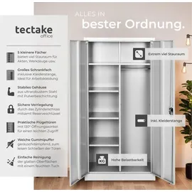 Tectake tectake® Spind aus pulverbeschichtetem Stahl, mit 6 Fächern, 180 x 80 x 40 cm