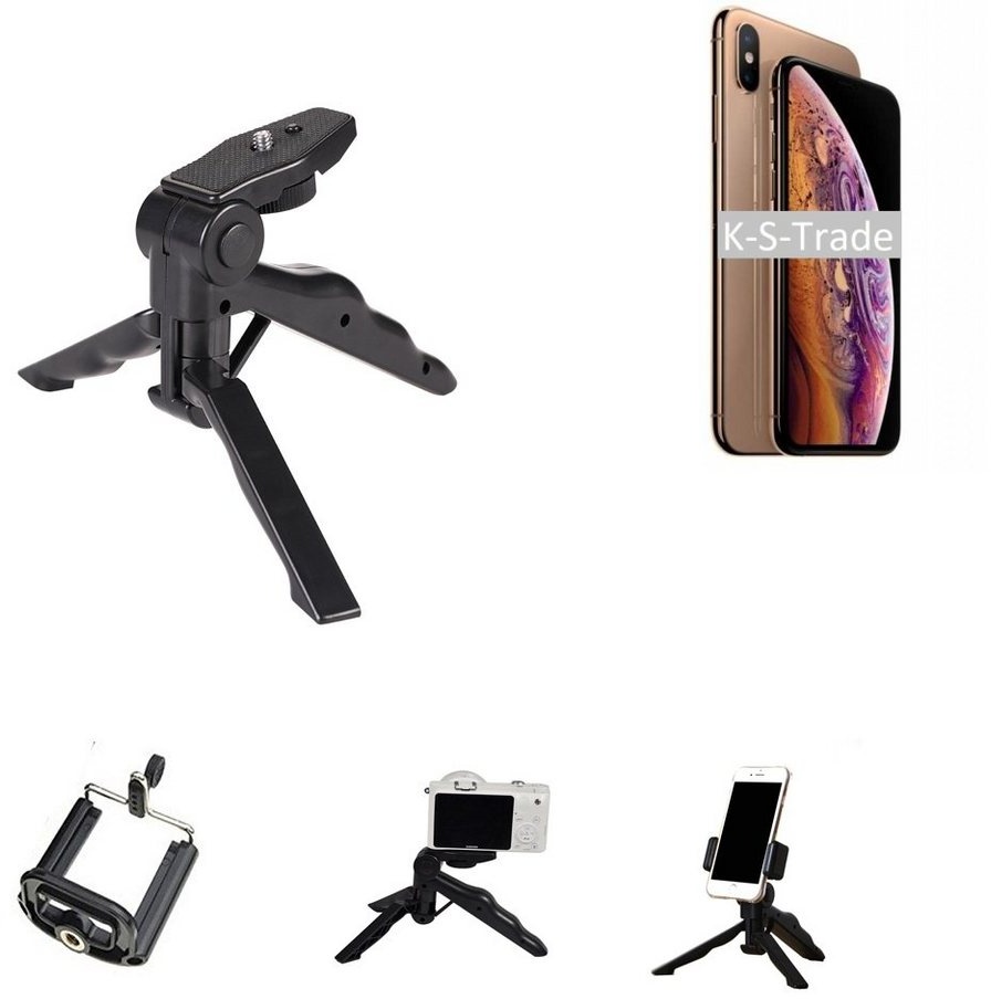 K-S-Trade für Apple iPhone XS Max Smartphone-Halterung, (Stativ Tisch-Ständer Dreibein Handy-Stativ Ständer Mini-Stativ) schwarz