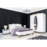 Schlafzimmer-Set 5tlg Tiffanie Doppelbett 160x200cm Weiß Eiche Provence